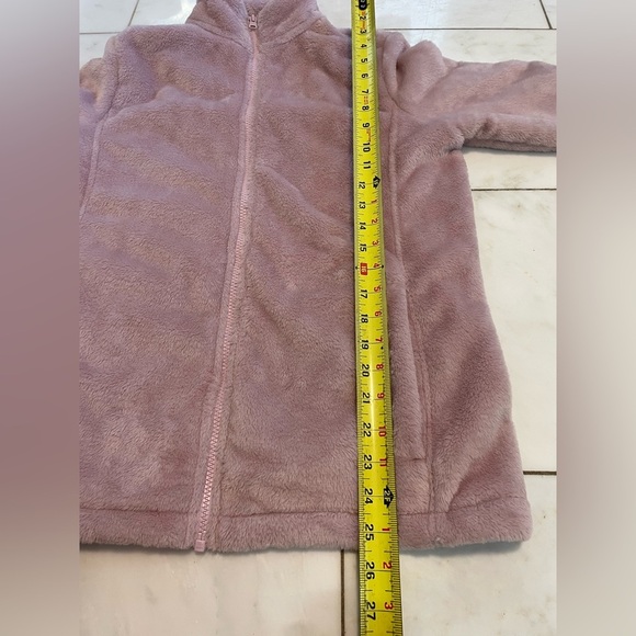 Lands End, ladies medium dusty rose fuzzy cozy warm full zip highneck sweatshirt - Picture 7 of 7